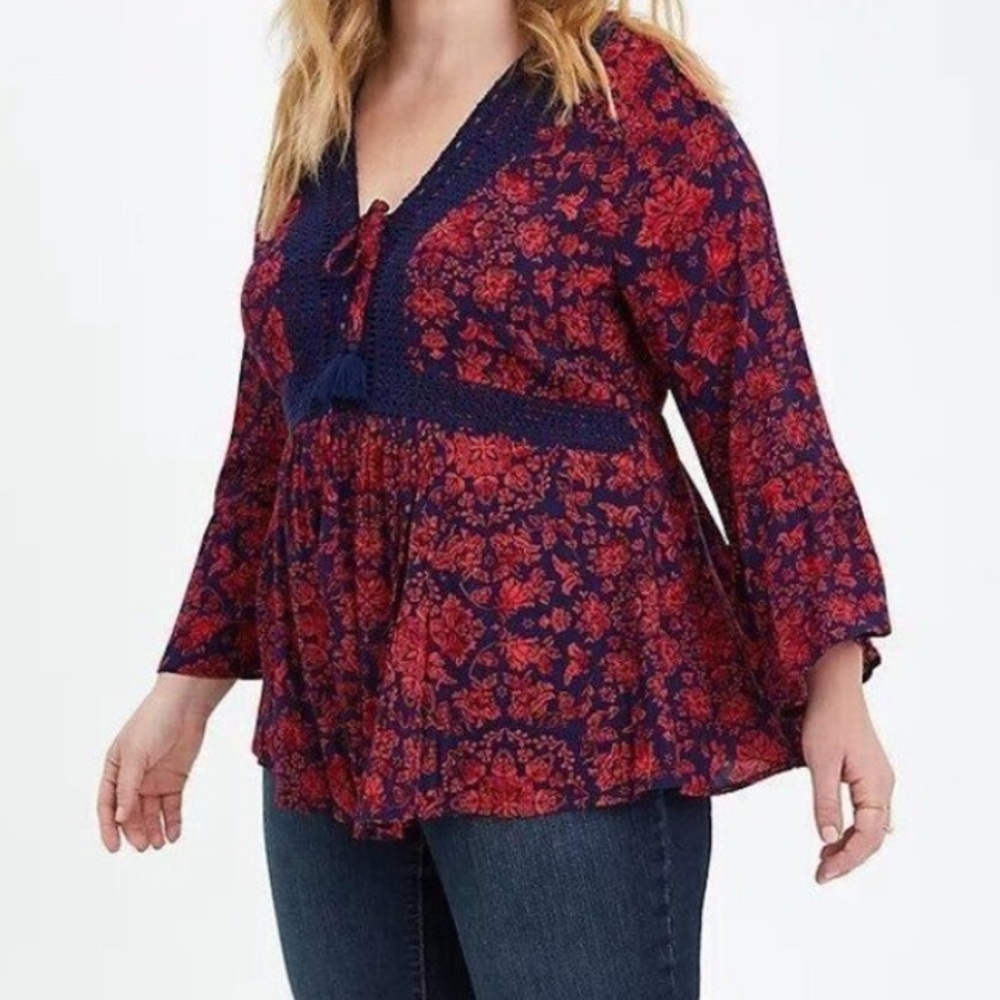 Torrid Boho style blouse SZ 0 - Picture 2 of 9